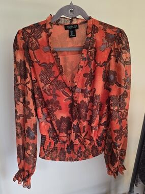 Rachel Zoe Floral Ruffled Wrap Top